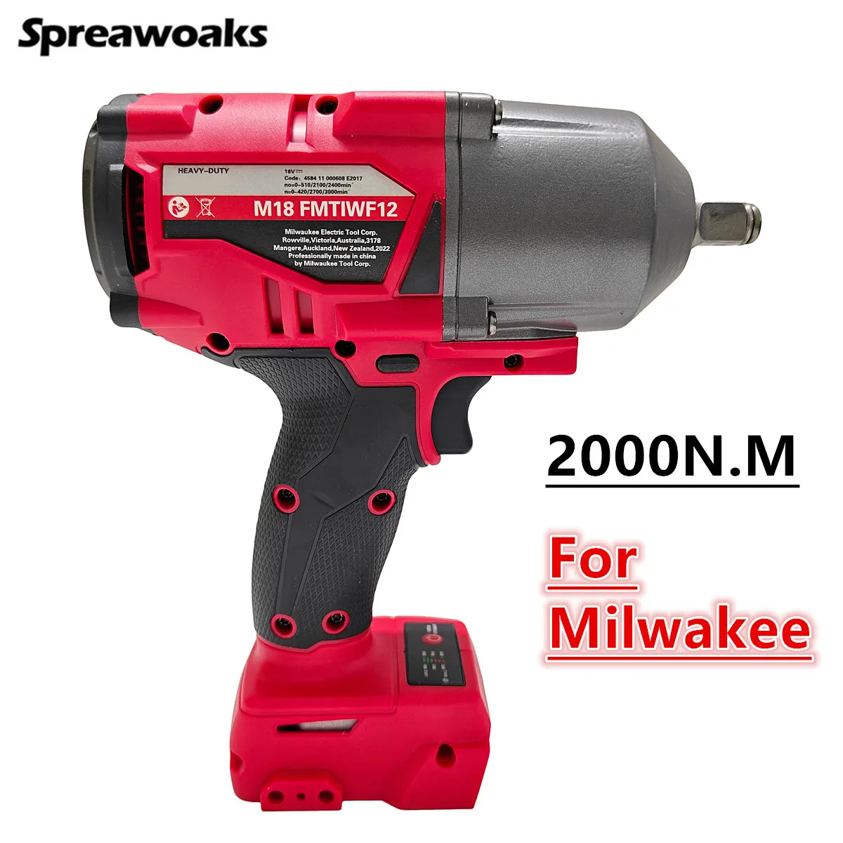 Pour Milwaukee 18V batterie 2000N.M clé à chocs sans brosse couple élevé 1/2 "pistolet de pilote d'impact 3 vitesses outil électrique sans fil