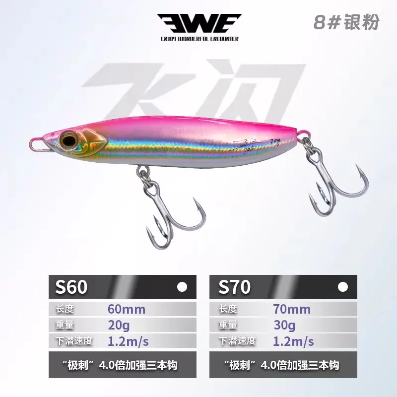 2-pack Nieuwe 2026 EWE Flying Flash Verre Werp Afstand Zoektype IJzeren Plaat JIG Vis Aas 20g/30g Kunstmatige Wobbler Baars Hard Aas Set