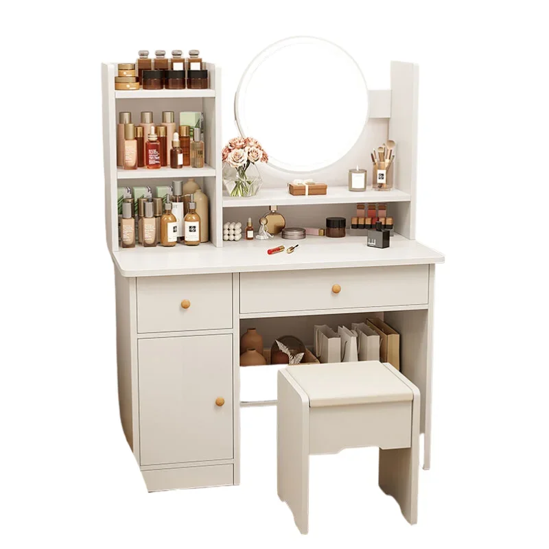 Tocador con cajones y espejo para mujer, mueble de almacenamiento para dormitorio, Dla Dziewczynek, color blanco, barato