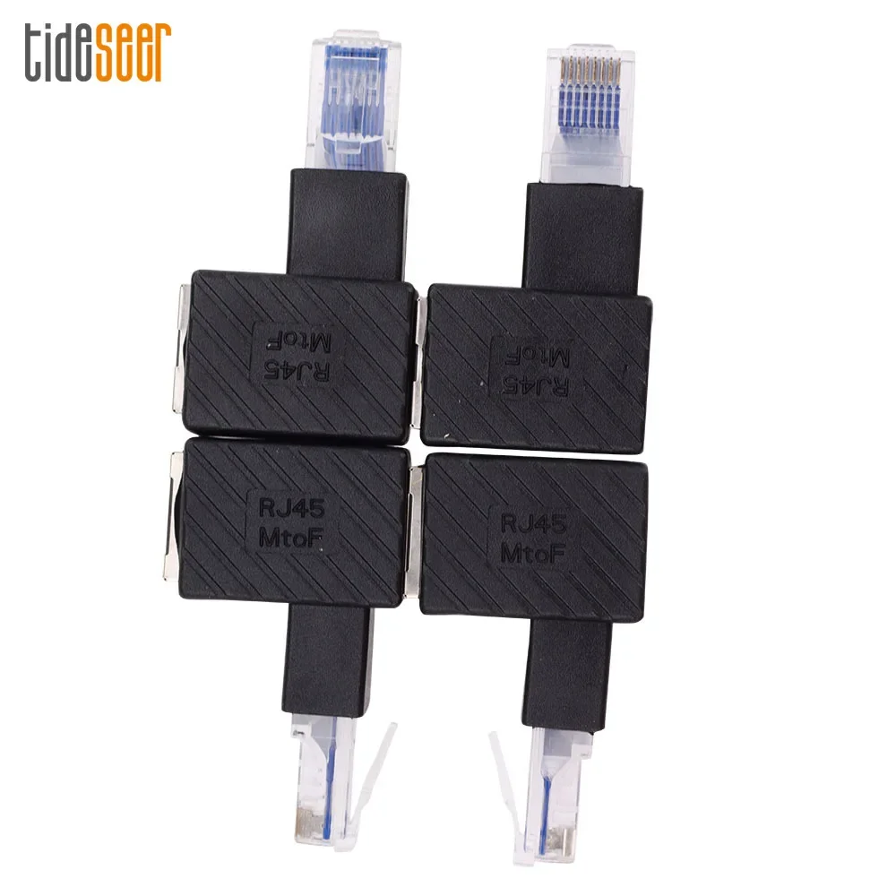 100pcs Up Down Left Right Angle Ethernet Adapter RJ45 8P8C Male to Female Extension Connector 90 Degree Converter