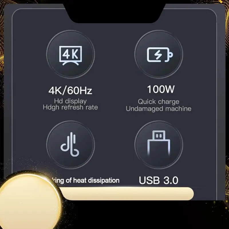 

5 In 1 Dock Holder Hub 100W PD3.0 Charging Base Multiport Hub -Compatible 2.0 4K@60Hz USB3.0 10Gbps For Steam Deck