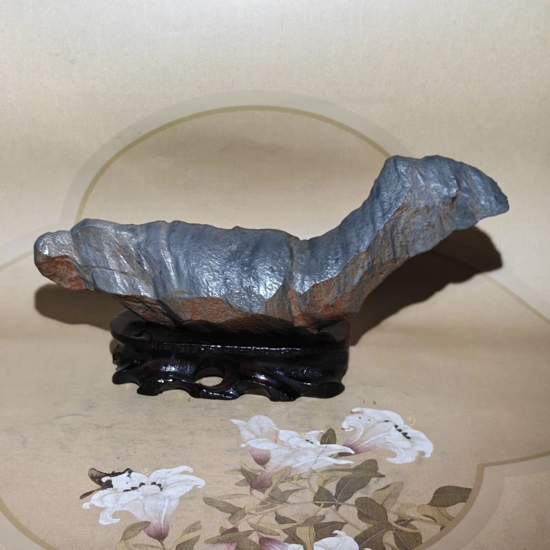 High porcelain blue light mud pictographic stone ornament rough stone viewing