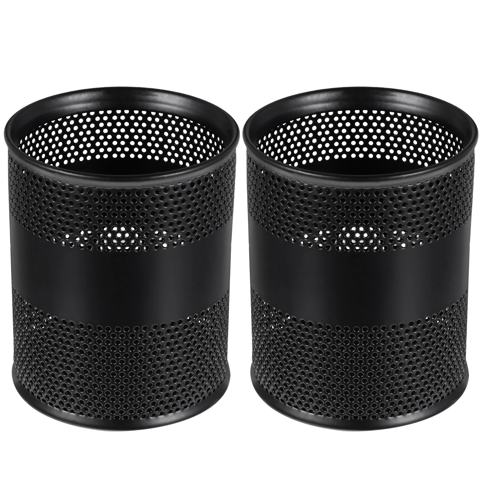 

2 Pcs Metal Pen Holder Desktop Organizer Wire Mesh Stationery Container Brush Bucket Iron Material Creative Design
