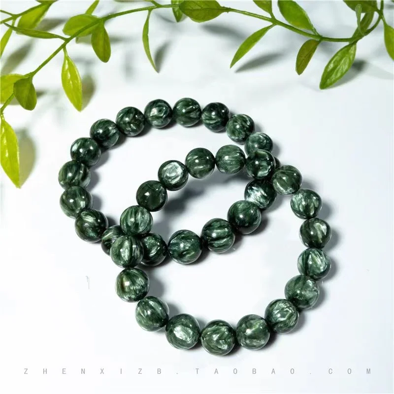 

1piece 7A green seraphinite ROUND bracelet Round 8MM 10mm 17CM FPPJ wholesale nature
