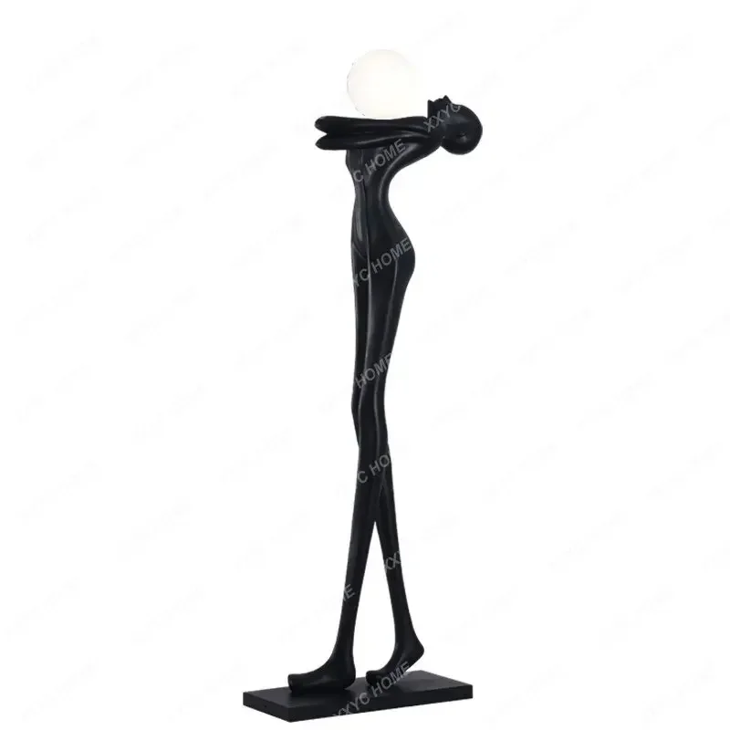 

Humanoid Floor Lamp Large Sculpture Table Lamp Designer Exhibition Hall Sales Department Lobby Art Horse Holding Ball Lamp