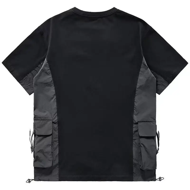 Summer Men's Streetwear Short Sleeve T-Shirt Oversized Utility Pocket Tee Techwear High Street Military Workwear Urban Edgy