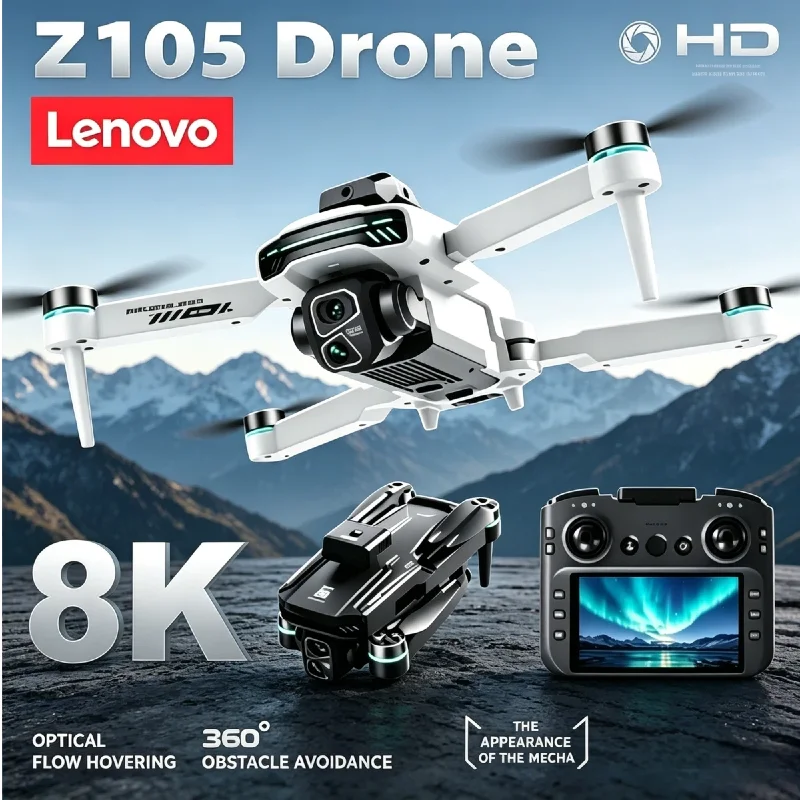 

Lenovo Z105 Optical Flow Positioning Drone Dual 8K Camera Brushless Motor 4.3'' Screen RC Drone 15min Long Endurance