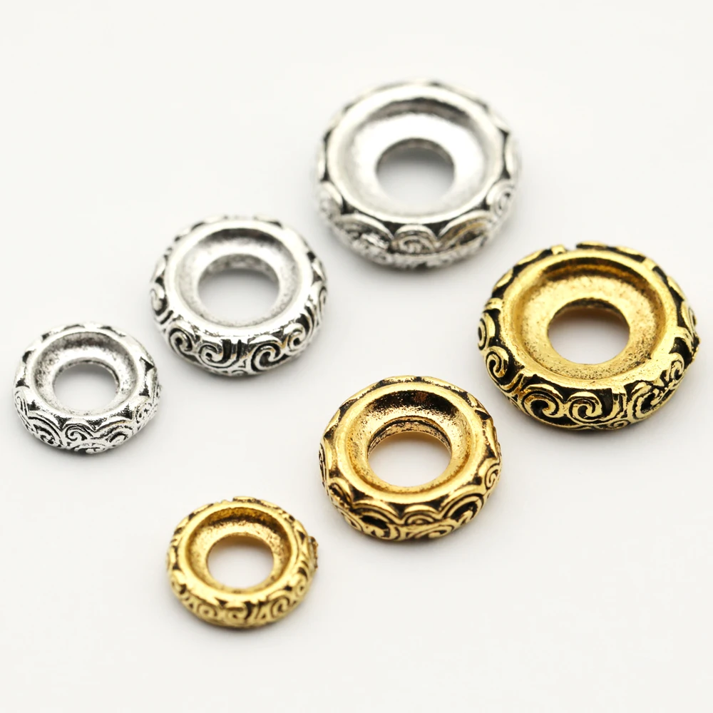 20 Pieces Metal Spacer Beads Chinese Traditional Auspicious Cloud Pattern Large Holes Bead DIY Bracelets Jewelry Making