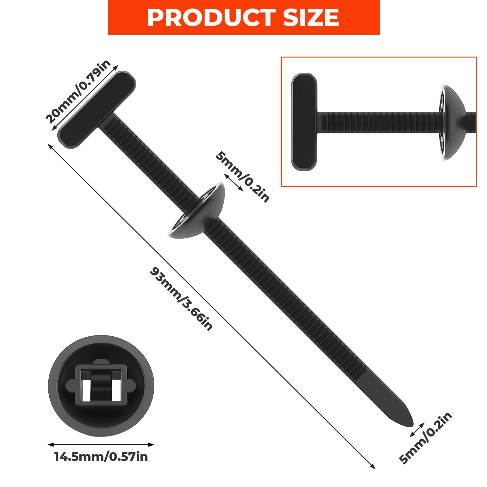 

1 компл./50 шт. нейлоновые кабельные стяжки с самоблокирующейся пряжкой и кнопкой, стяжки на молнии с застежками для инструментов для шасси капота крыла