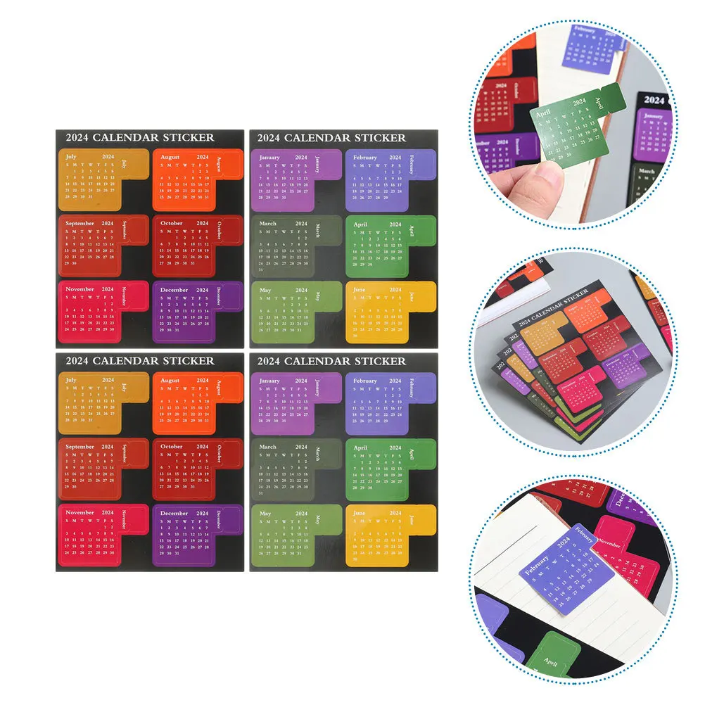 4 Sheets Colored Calendar Index Stickers Self Adhesive Notebook Tabs Planner Accessories Office Study Daily Use Label Stickers