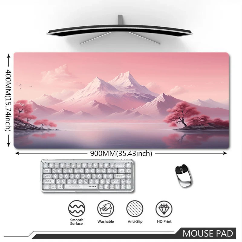 Pink Trees Landscape Art Mouse Pad Large Computer Office Game Table Mats XXL Rubber Anti-slip Gaming Keyboard Mat Long Desk Pads