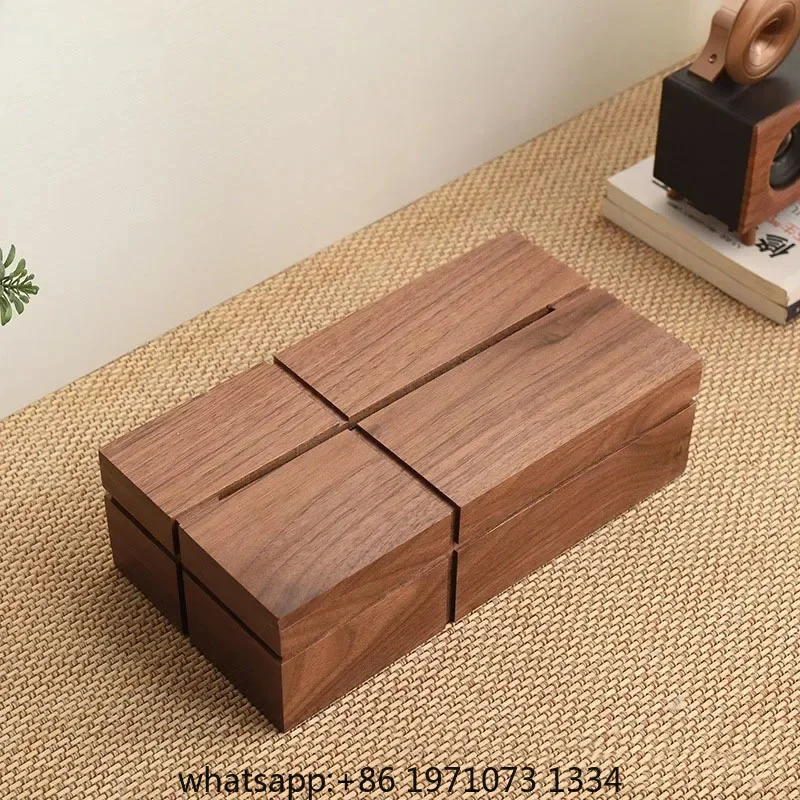 Black Walnut Wood Tissue Boxes Household Paper Towel Case Living Room Coffee Table Desktop Tissue Box Holder Home Decoration