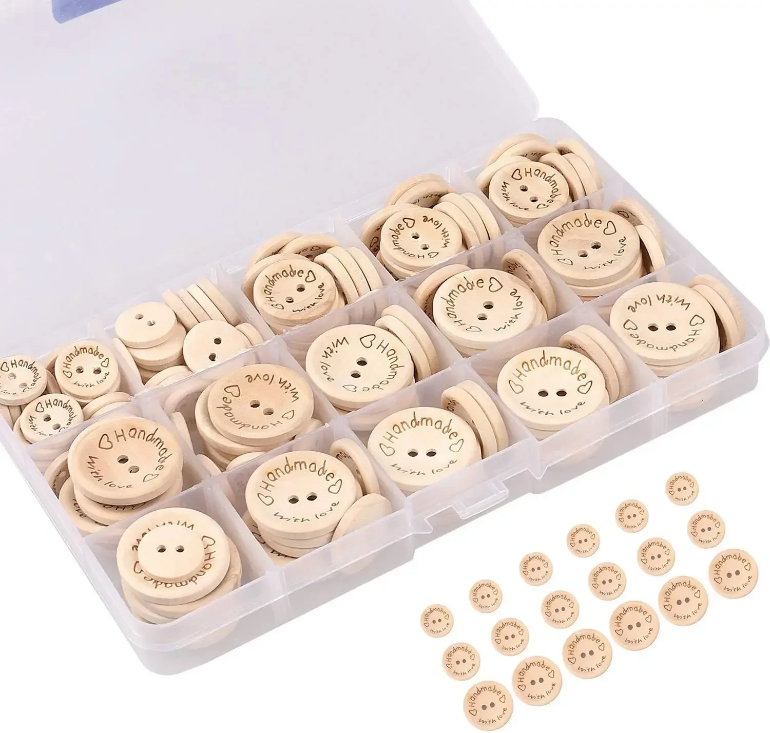 150 pcs DIY Handmade Buttons Natural Wood Buttons Handicraft Decorative Buttons 15/20/25mm Button Combination High Quality