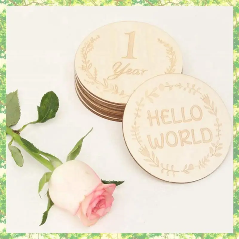 

T84C-Деревянные вехи карты и диски, набор из 14 предметов для детских фотографий и первого года жизни, прочный номер