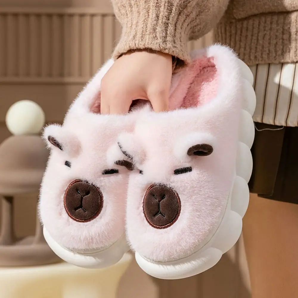 Houseshoes الشتاء كابيبارا نعال قماش لينة رشاقته الدافئة الكرتون فروي النعال لطيف المضادة للانزلاق دفئا المنزل أحذية قطنية الهدايا