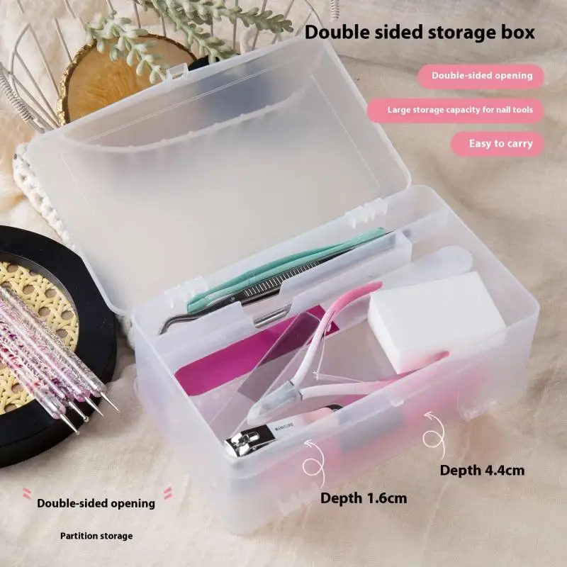 핀셋, 클리퍼, 펜, 광택제, 네일 버퍼 파일, 플라스틱 용기, 직사각형 네일 아트 도구, 빈 보관함, 칸막이 보관함