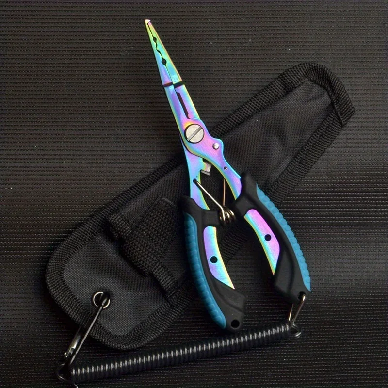 Portable Fishing Path Pliers Coated with Colored Titanium Multifunctional Fishing Pliers Gripper Stainless Steel Hook Cutter