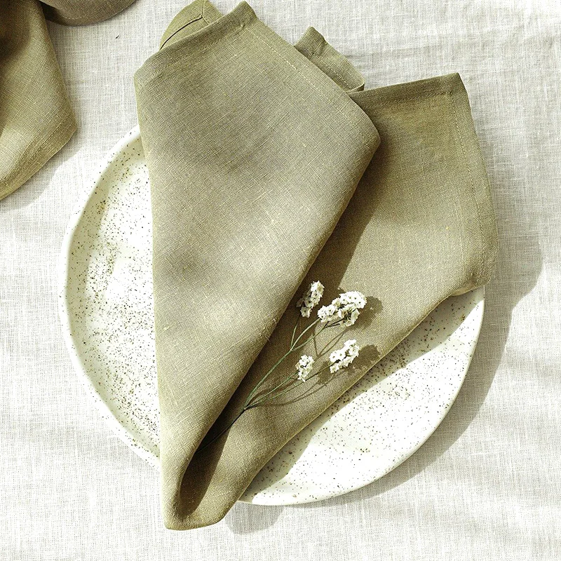 Serviettes de table en lin pur lavé à la pierre, 100% AREX, 15.75x15.75 pouces, pour grill décroissant, lavables en machine, 1 pièce