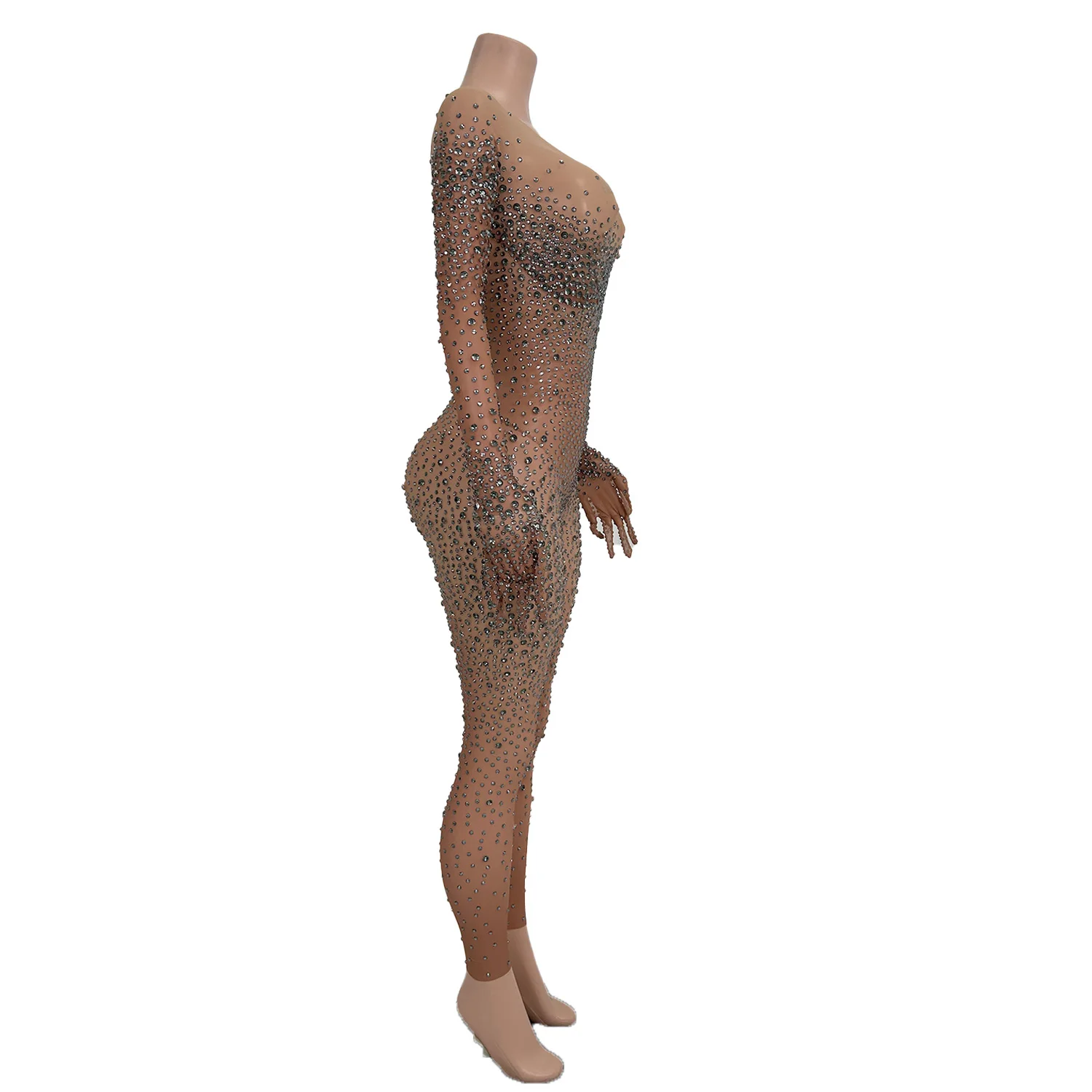 

Sexy Stretch Luxury Full Rhinestones Jumpsuit for Women Performance Dance Costume Club Singer Show DJ Stage Performance Leggings