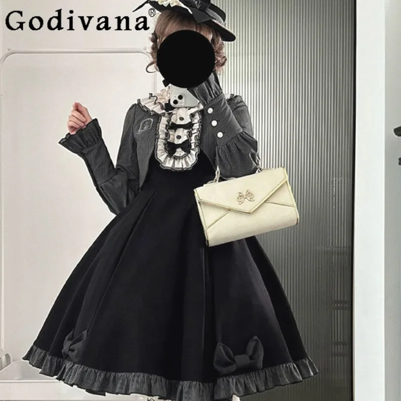 

Autumn Winter New Sweet Lolita Dress Women Japanese Style Lolita Princess Bow Dress Female High Street Sweet Lolita Dress