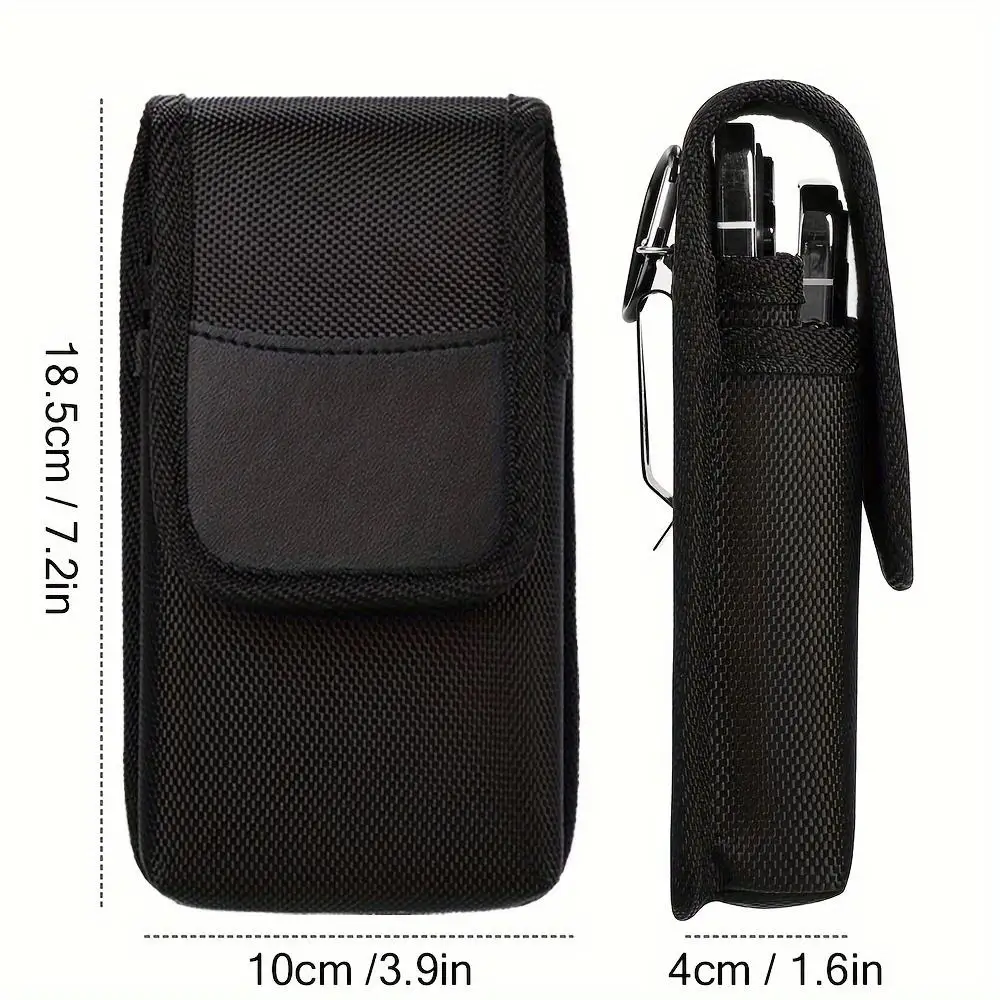 Double-Layer Leather Phone Pouch for iphone Samsung Huawei Xiaomi Men's Multi-Functional Mobile Phone Clip Mobile Phone Bag