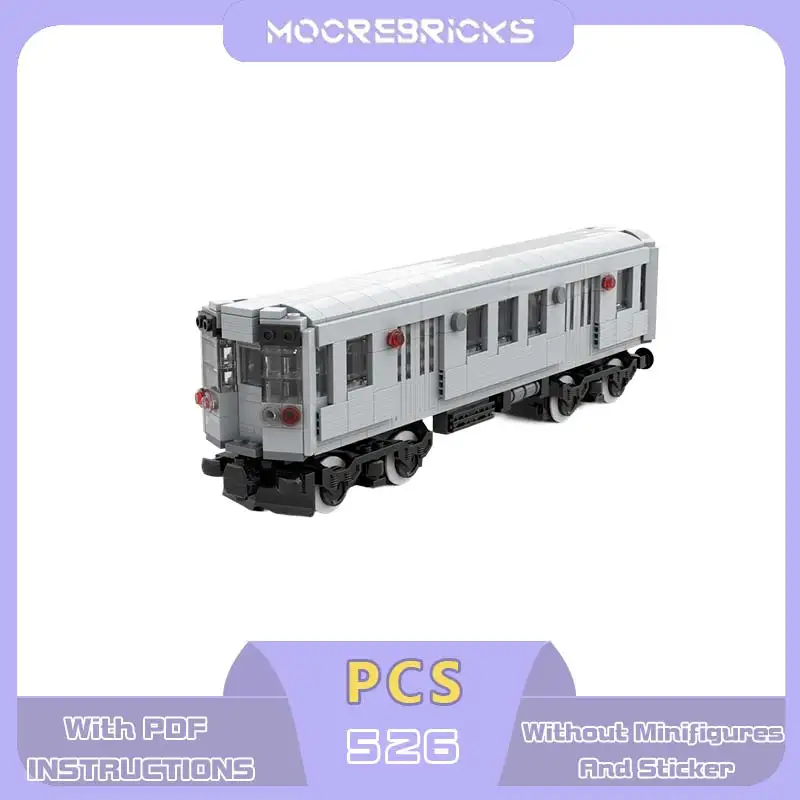 MOC 6-Wide City Metro Train Building Blocks Set Retro Urban Rapid Transit Railway Passenger Vehicle Model Track Toy Adult Gift