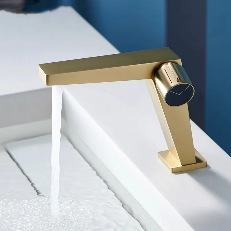 

Basin Faucet Hot Cold Bathroom Sink Mixer Brass Brush Gold Brass Single Lever Lavatory Tap Rose Gold Decked