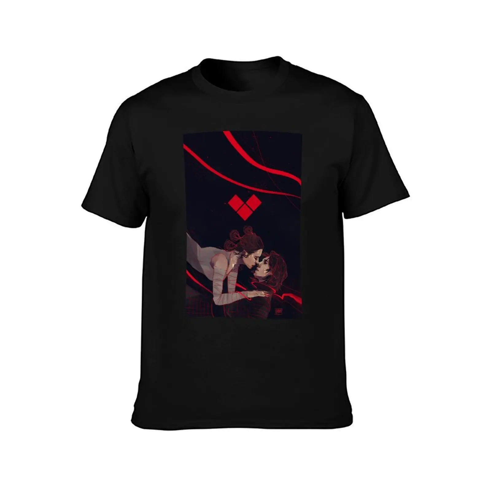 Red Thread T-Shirt Urban Style Casual Short Sleeve Top