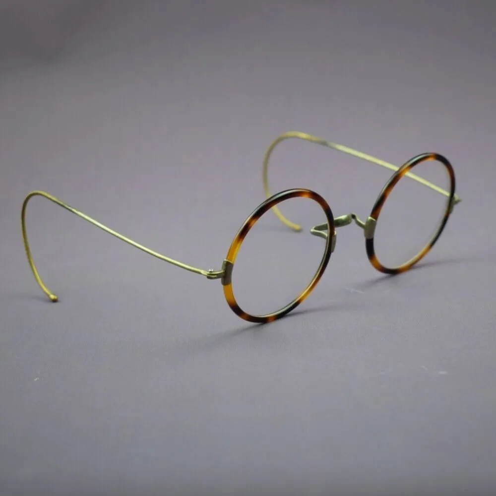 0+25+50+75 Circular retro reading glasses acetate fiber metal retro antique steel wire eyeglass frame