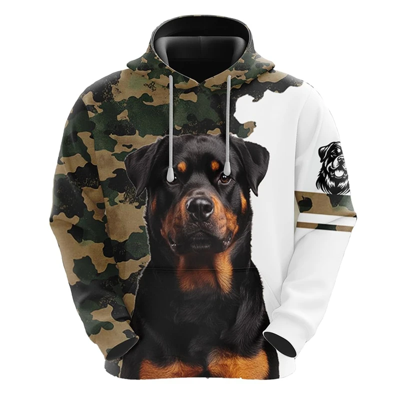 Camo Dog 3D Printed Hoodies For Men Casual Male Streetwear Tracksuit Pet Dogs Camouflage Pullovers Schnauzer German Shepherd Top