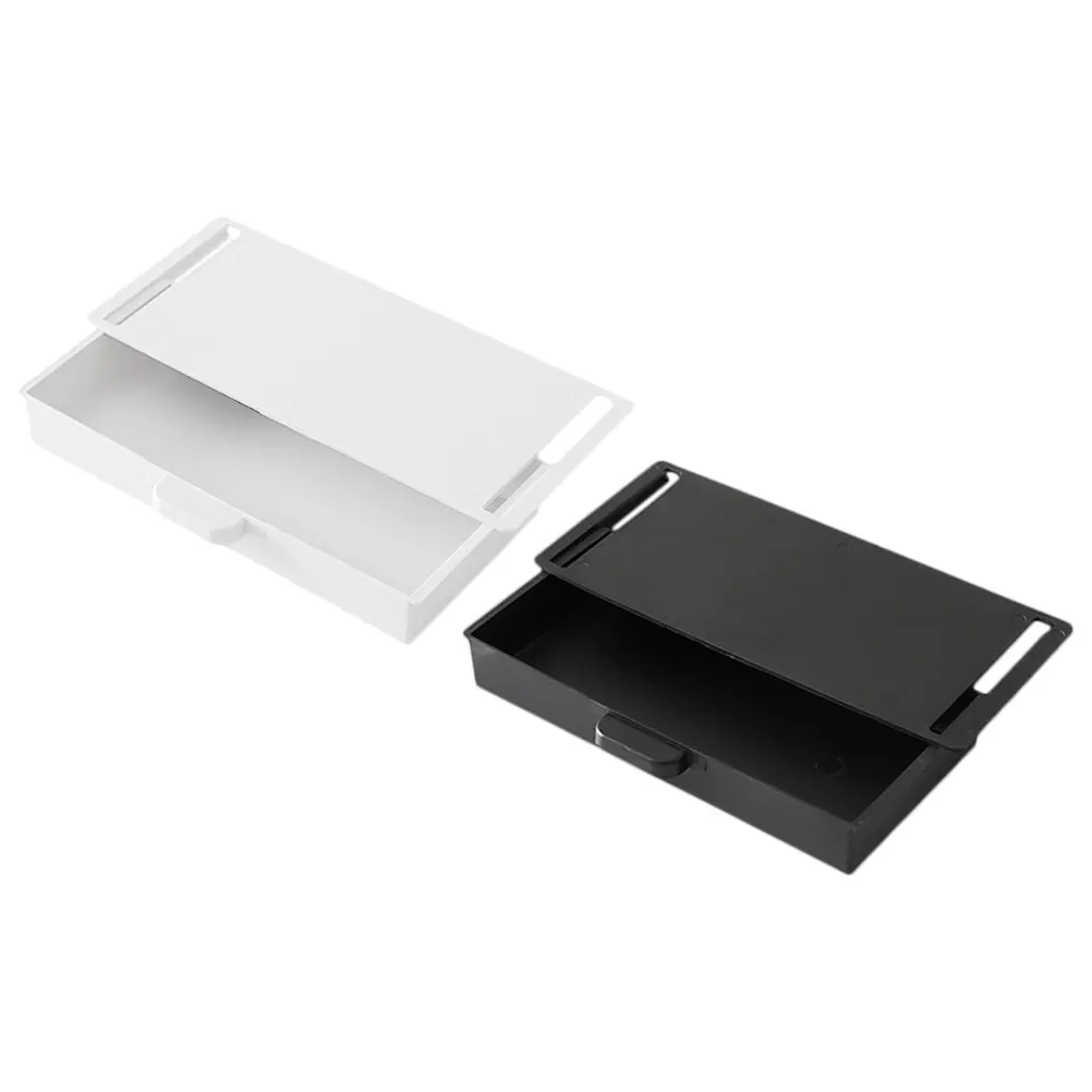 2Pcs Under Desk Storage Box Hidden Drawer ABS Desktop Organizer for Office Home Living Room Stationery Makeup Supplies
