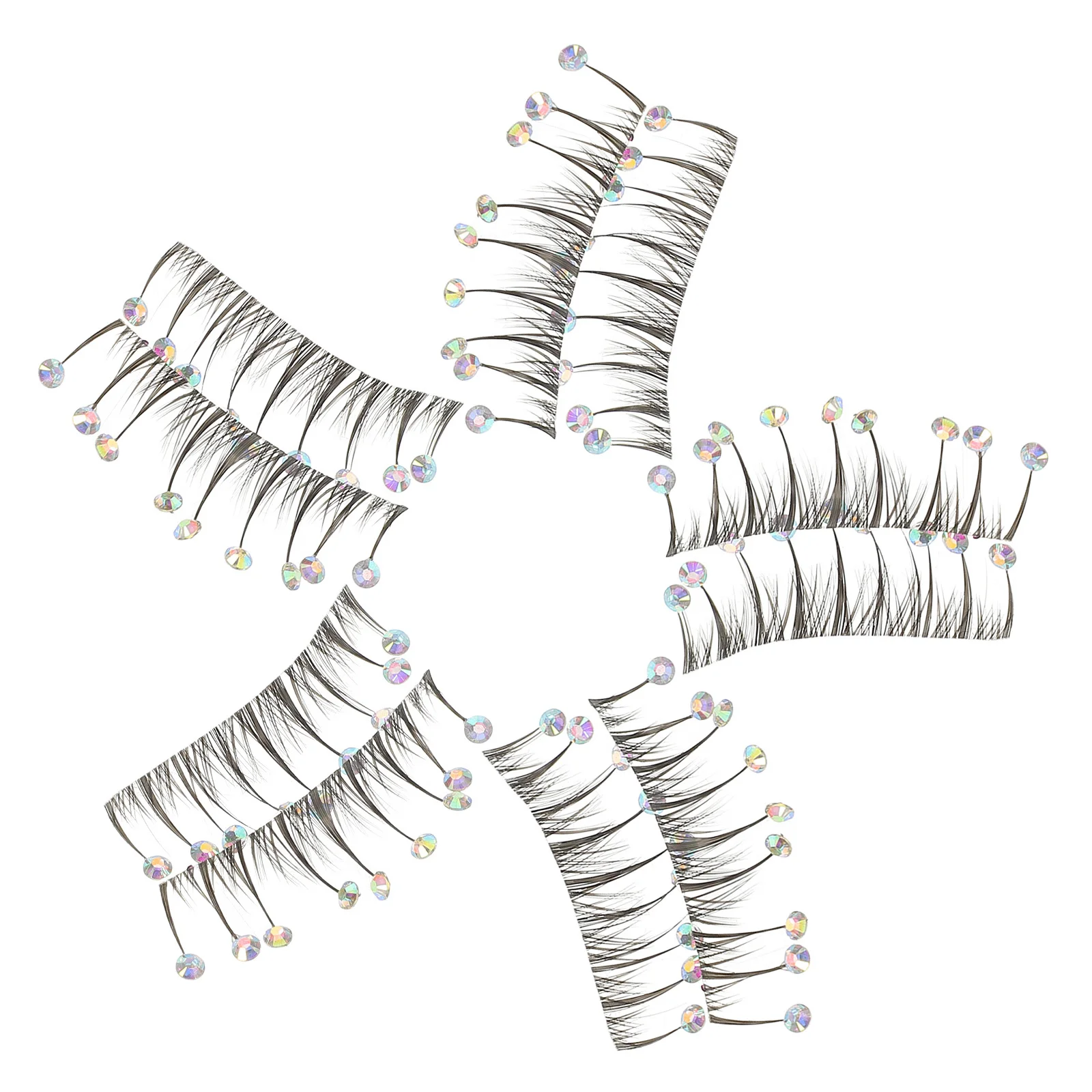 10 قطع من الرموش الصناعية المزيفة، زينة من حجر الراين، مريحة ومرنة، سهلة الاستخدام للحفلات اليومية الليلية