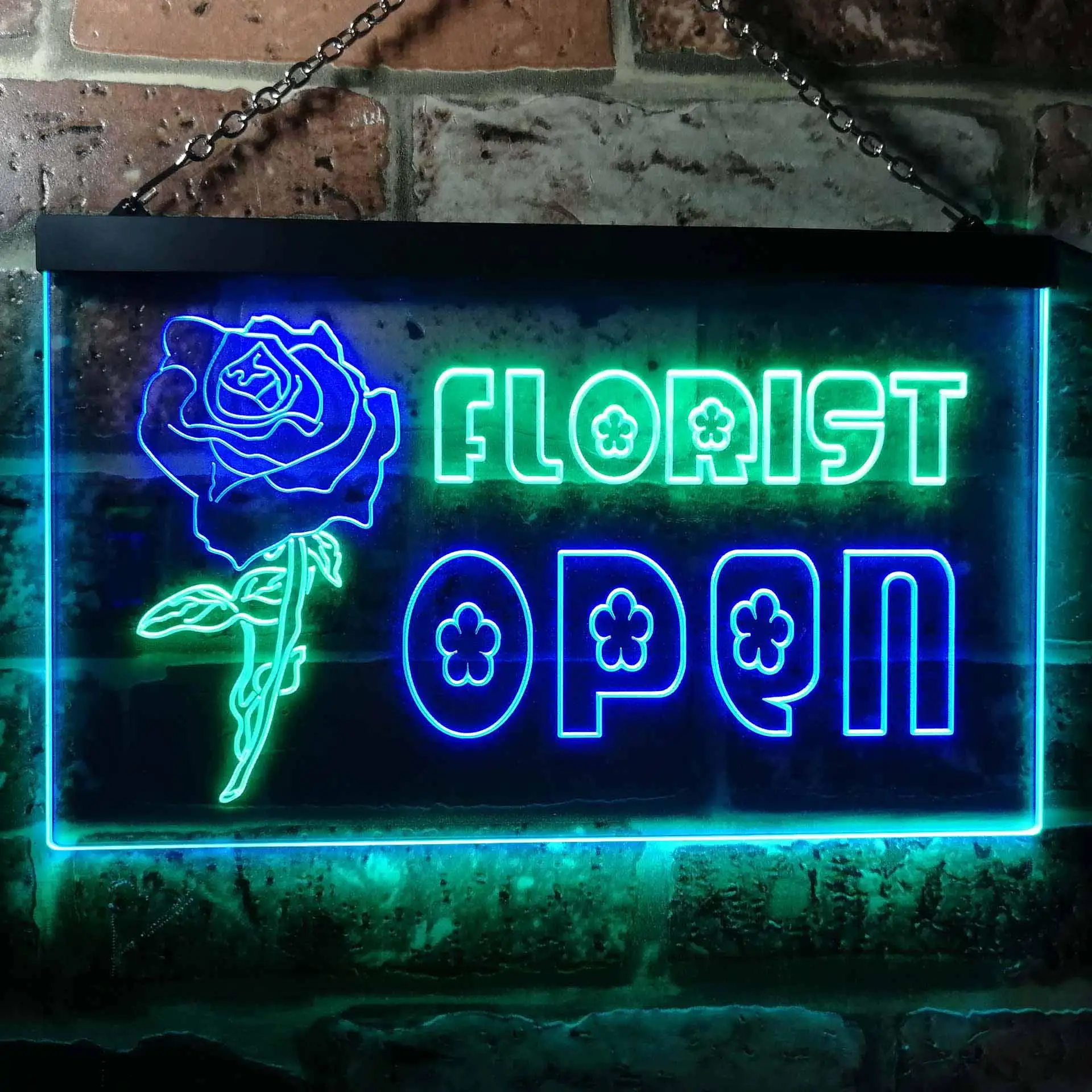 Florist Flower Open Dual Color Led Neon Sign st6-i0161