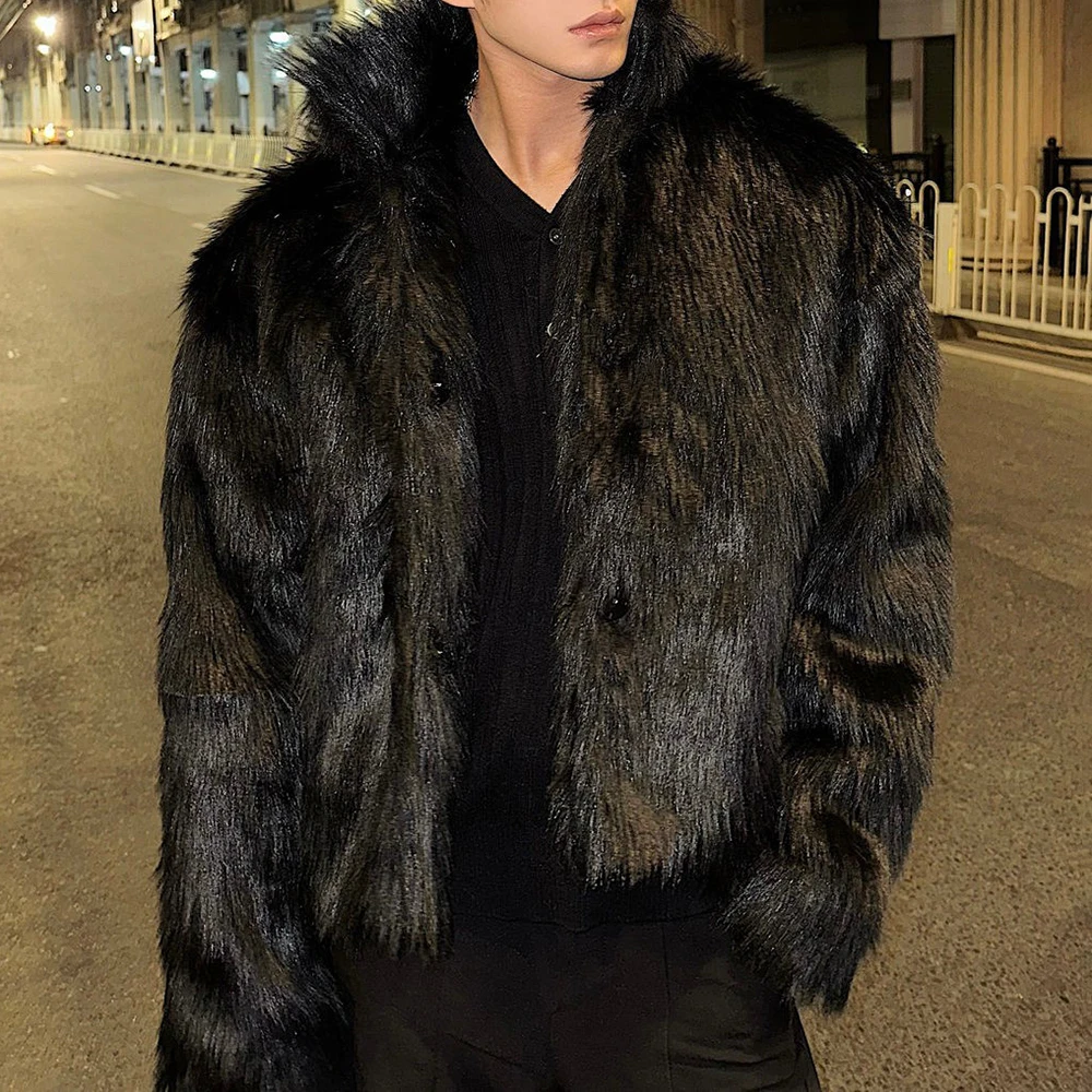 New Fashion Trend Solid Color Versatile Autumn And Winter Imitation Fur Coat Men\'S Street Thick Warm Wool Coat Mens Clothing