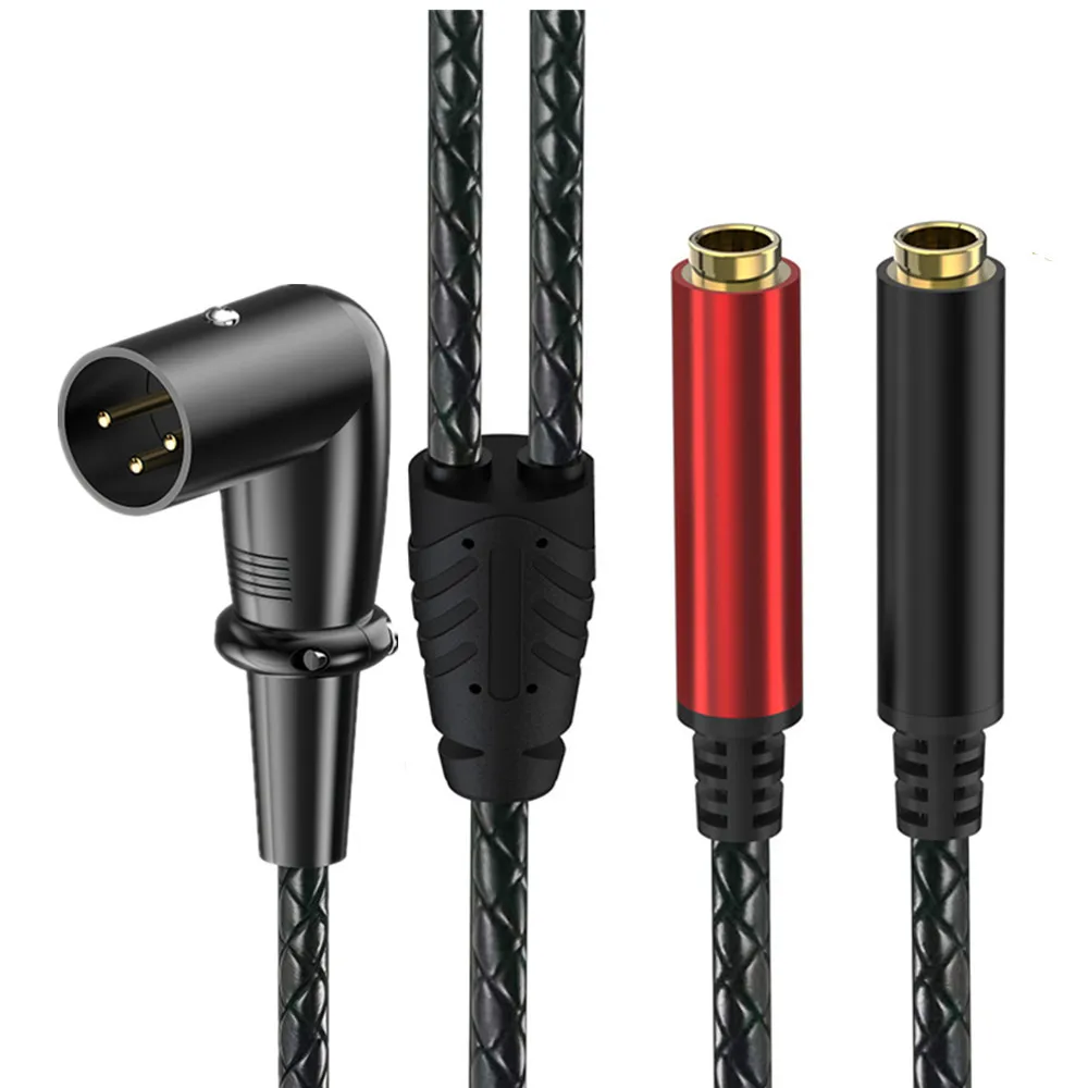 3M 3pin XLR Male/Female to 6.35 Trs Y Splitter Audio Cable Mixer Sound Card Braided Cord Balanced Wire Gold Plug Noise Reduction