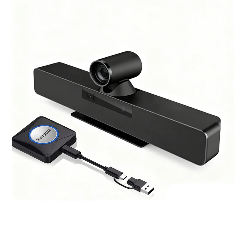 4K Ultra HD Dual Lens PTZ Camera with Built-in Mic & Speaker | Smart AI Auto Framing Video Bar