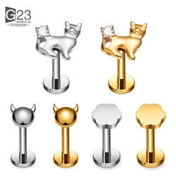 G23 Titanium Cloud Crystal Labret Piercing Ring Cloud Lip Zircon Cartilage Tragus Piercing Earring Stud Pircing Levre Body Jewel