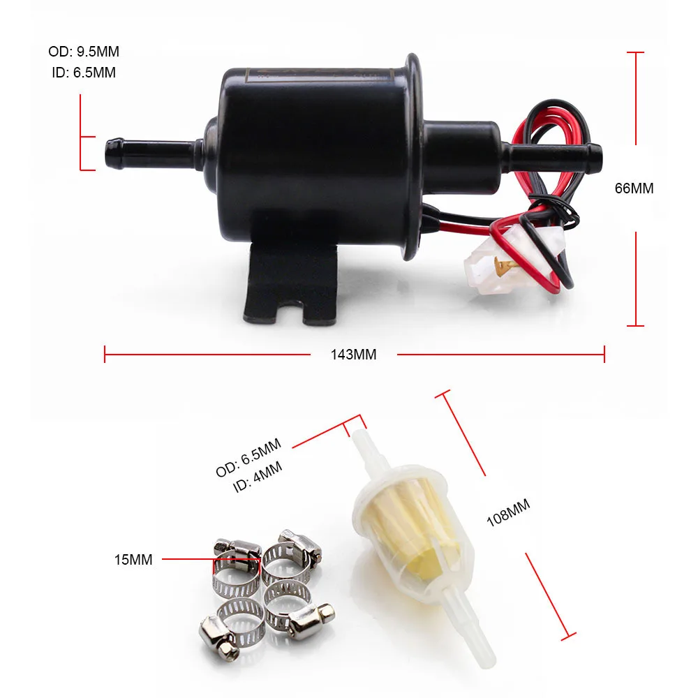 Universal Inline Fuel Pump  12v Electric Transfer Low Pressure Gas Diesel Fuel Pump 2.5-4psi HEP-02A RS-FP009