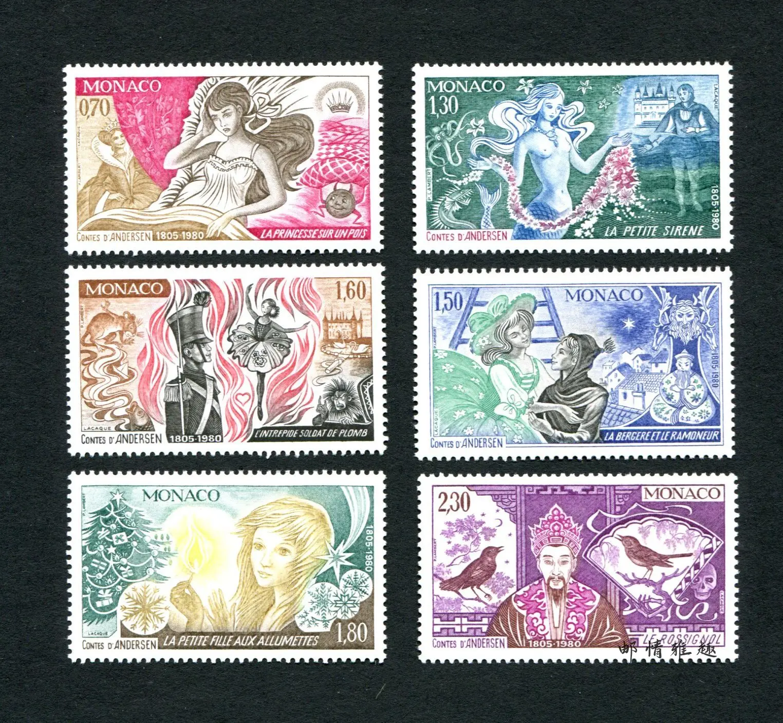 Sellos postales de Monaco Y1980, cuentos de hadas de Andersen, hija de sirena de mar, 6 nuevos sellos postales coleccionables, Material para álbum de recortes