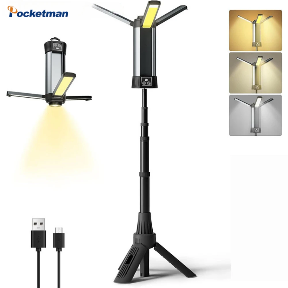 USB wiederaufladbare LED-Arbeitsleuchte mit Ständer, kabellose Laterne, multifunktionale
