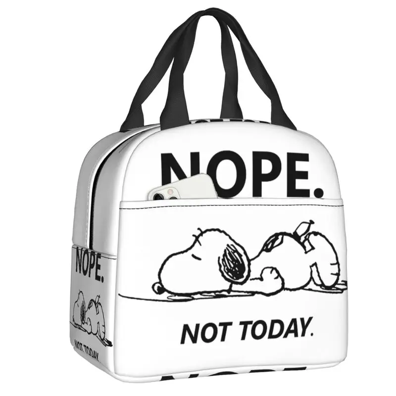 Custom Snoopys Nope Not Today Insulated Lunch Tote Bag for Women Portable Cooler Thermal Bento Box School