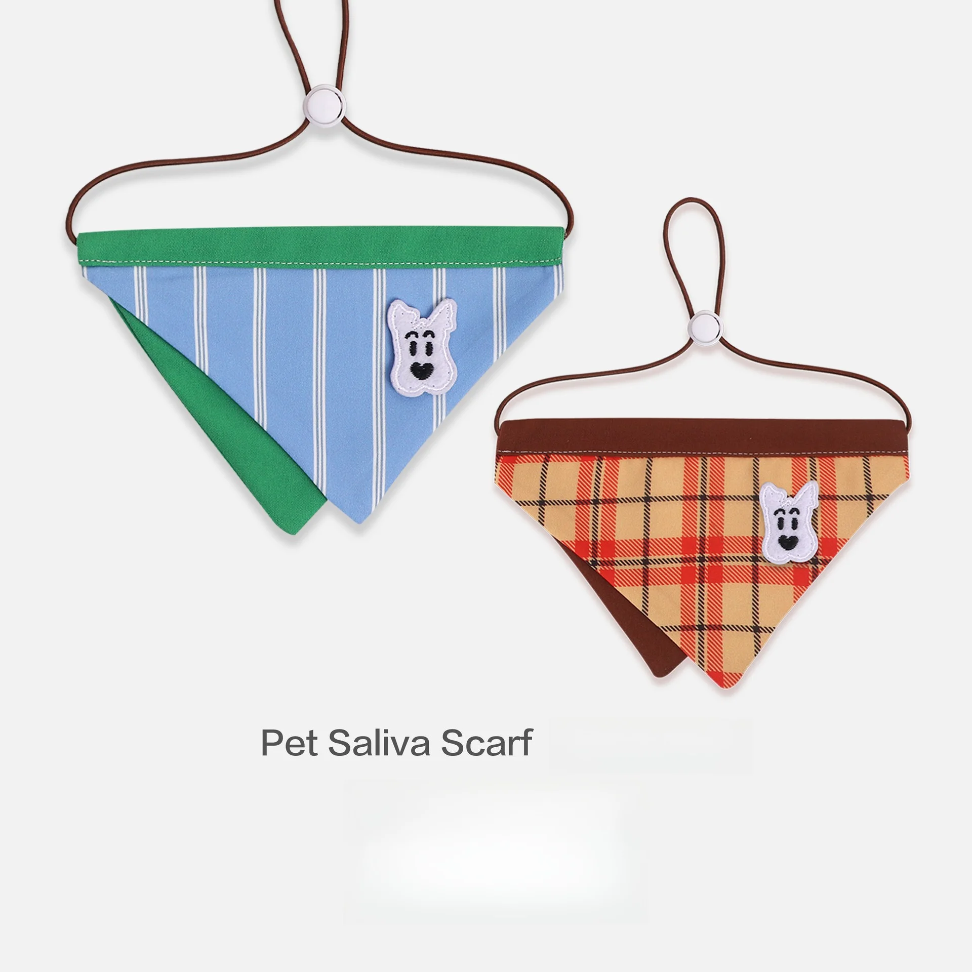 Neues Niedliches Verstellbares Doppelseitiges Hunde-Bandana Dreieckiges Halstuch Welpen-Kleidung Haustier-Bekleidung Gestreiftes Dreieckstuch Zubehör