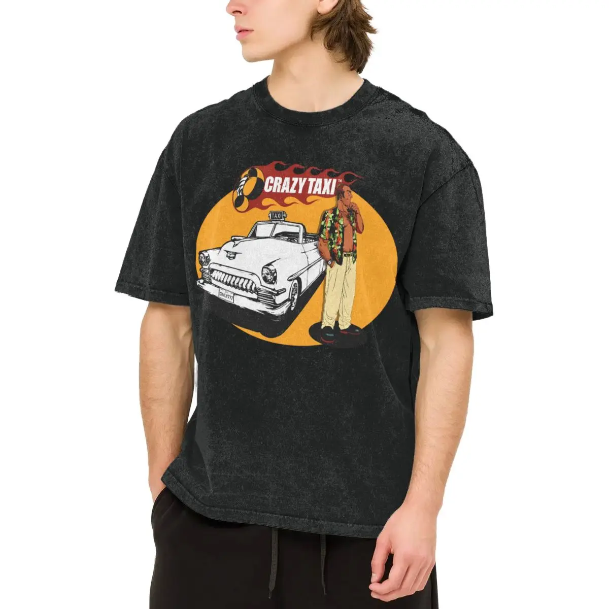 Забавная мужская футболка Crazy Taxi - Gus Vintage Wash, процесс горячей живописи, спортивная мужская футболка Забавная мужская футболка Crazy Taxi - Gus Vintage Wash, процесс горячей живописи, спортивная мужская футболка