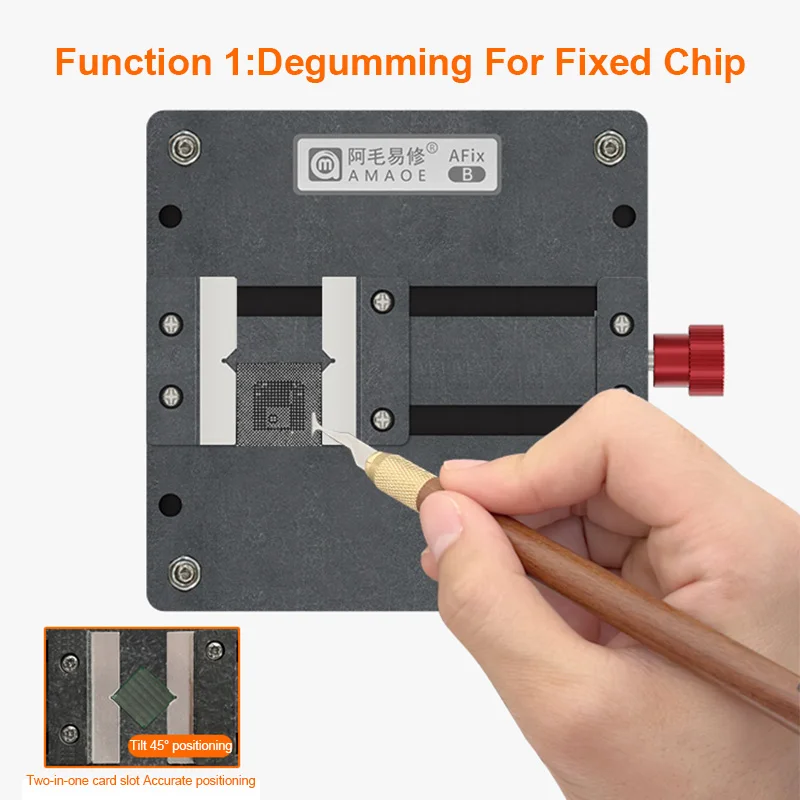 Mini piattaforma di riparazione per telefoni cellulari con base AMAOE AFix-A AFix-B Set di dispositivi per la rimozione della colla del chip della scheda madre universale