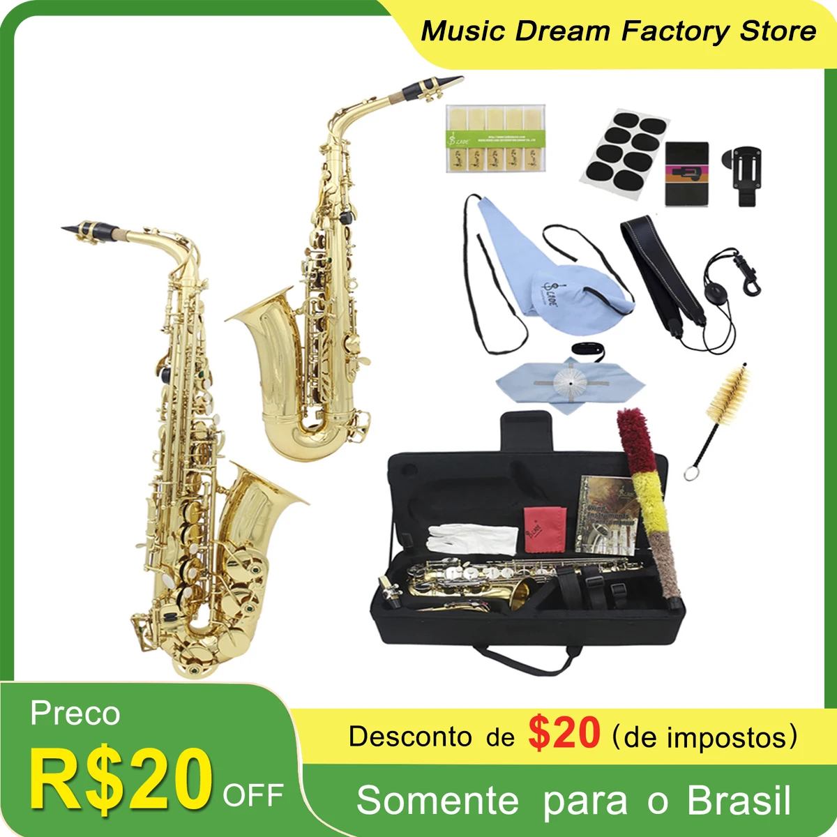 SLADE Alto Saxophone Professional Brass Woodwind Music Instrument High Quality Alto Saxophone with Carrying Case Accessories