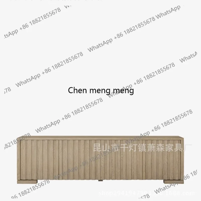 

Medieval solid wood vertical strip TV cabinet retro living room floor cabinet oak storage floor cabinet