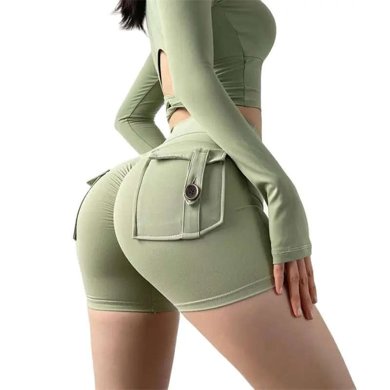 Crotch Zipper Openings for Easy Women Sports High Waist Shorts Fun Pants Summer Sexy with Pocket Athletic Gym Workout