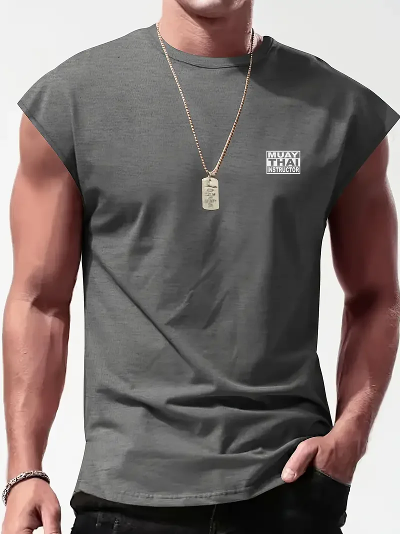 2024 New Running Fitness T-Shirt Quick Dry Workout Sleeveless Fitness Oversized Men\'s Bodybuilding Sports T-Shirt Gym T-Shirt