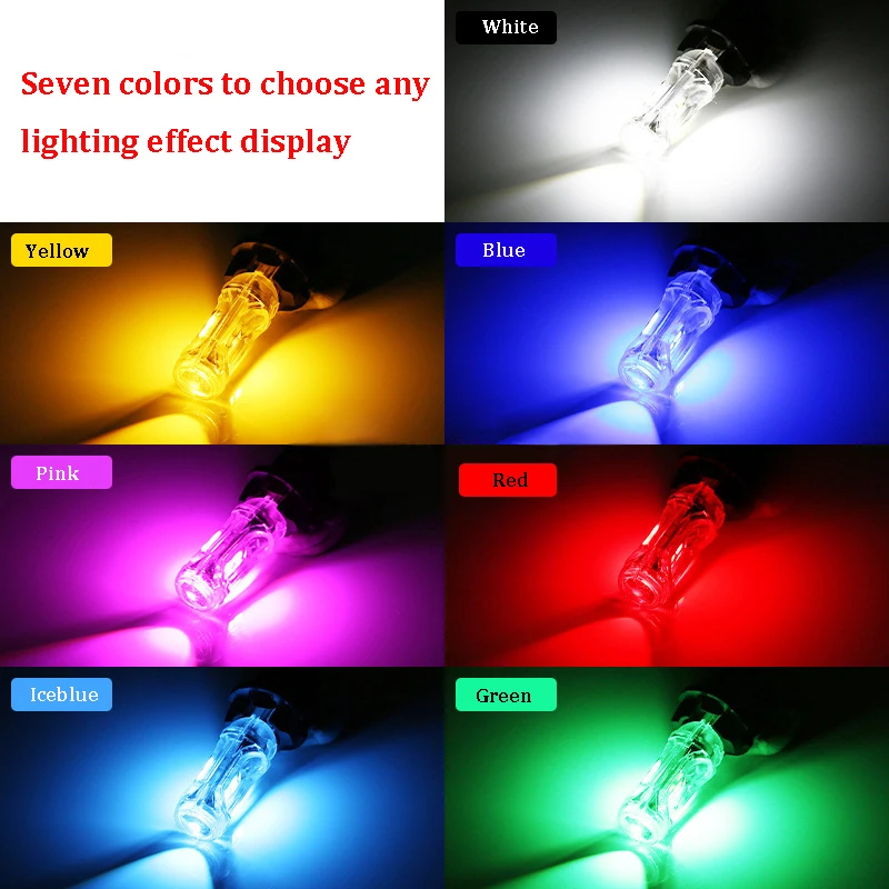 Strobe Flash 7 Color T10 LED W5W 194 168 Plastic Protect 5smd 3030 Car Interior Light Reading Door License Plate Wedge Lamp 12V