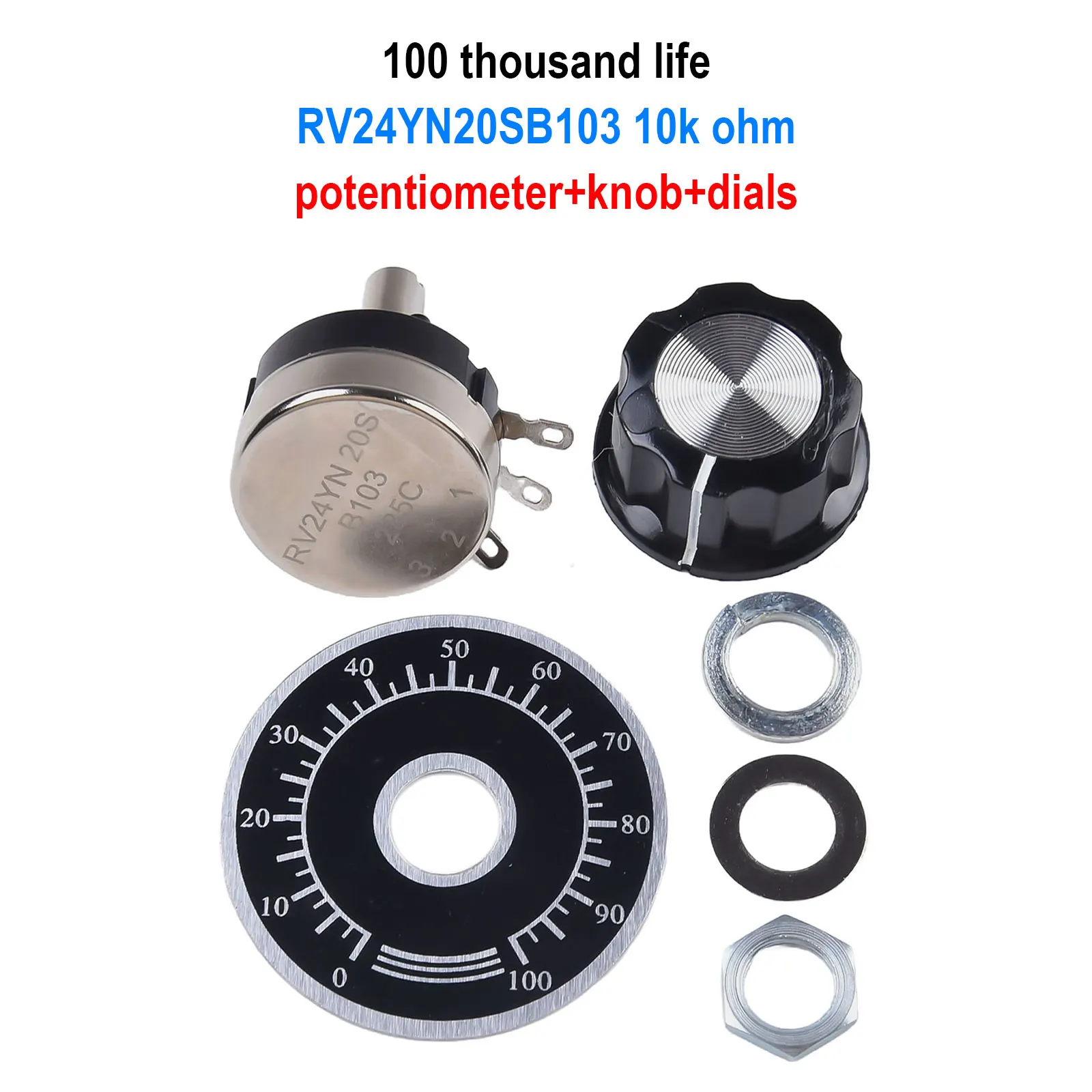 

Testing Equipment Potentiometer RV24YN20S 103 10K Single Turn Carbon With Diameter RV24YN 20S B103 10K Oh With Knob